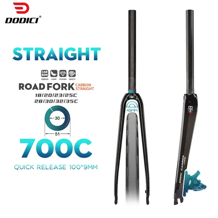 DODICI fourche avant de vélo ultralégère en Fiber de carbone Tube droit