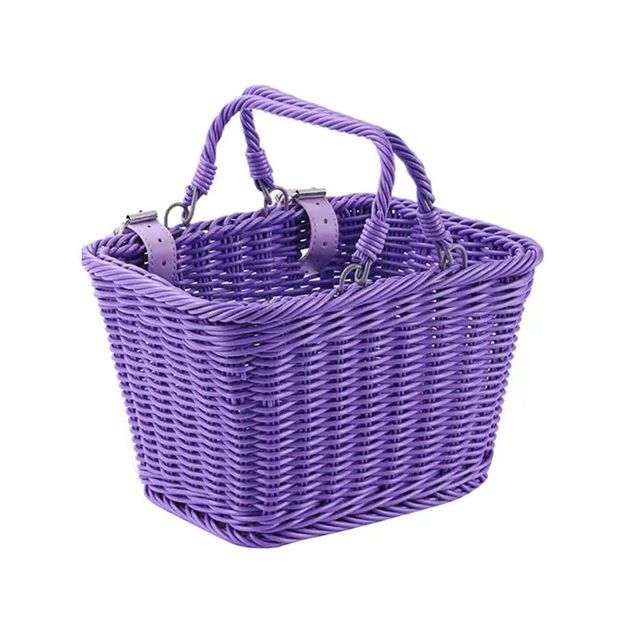 Panier avant de vélo avec sangles en cuir réglables