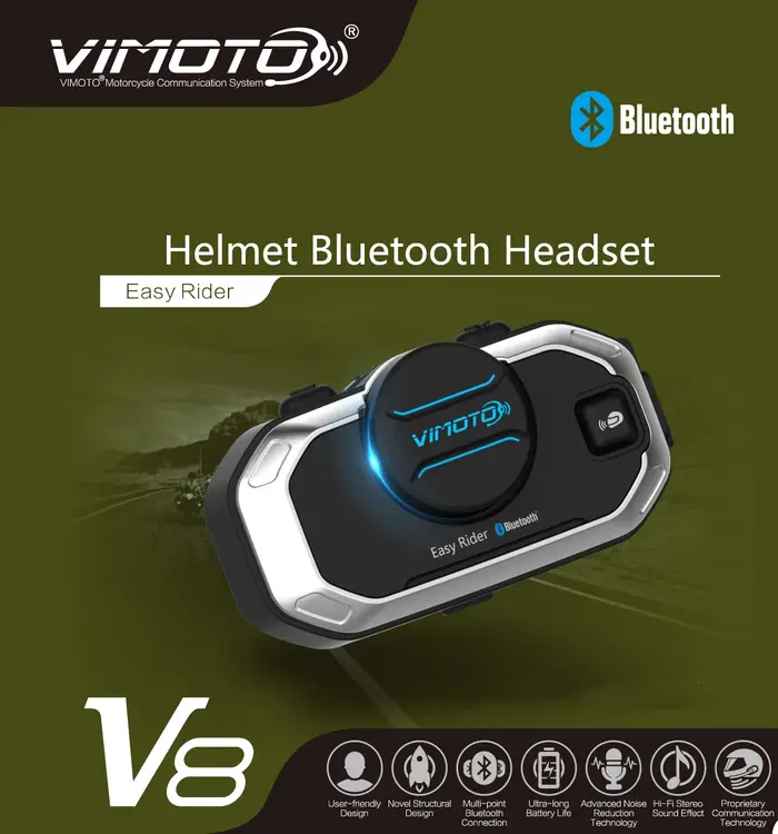 Vimoto V8 Version anglaise moto BT Interphone casque casque moto stéréo casque Interphone GPS 2 voie
