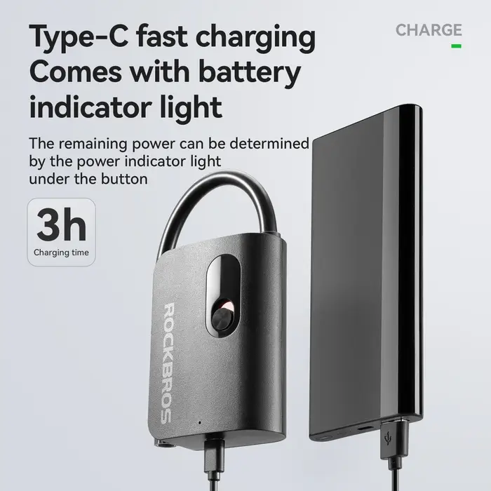 ROCKBPROS Mini pompe électrique de vélo Portable 70psi 2600mAH