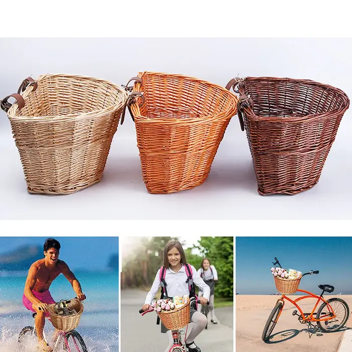 Panier de vélo en osier marron