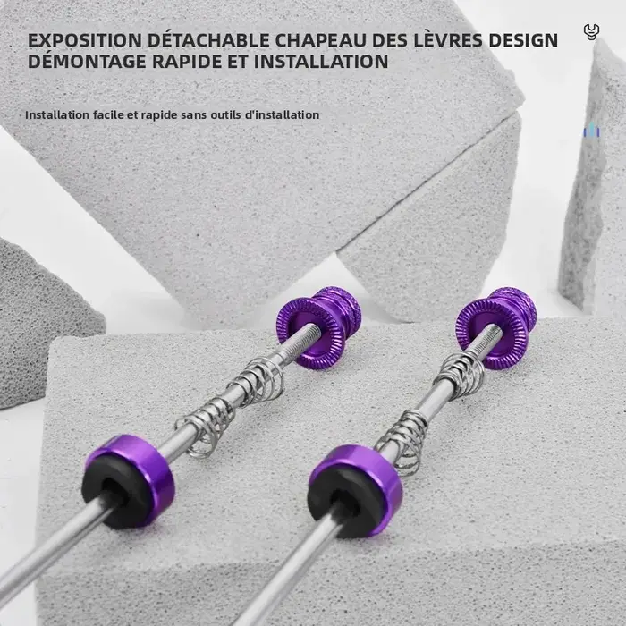 Brochettes de dégagement rapide QR pour vélo de montagne en acier et aluminium gris foncé ou rose pour moyeu avant 100 mm et arrière 135 mm
