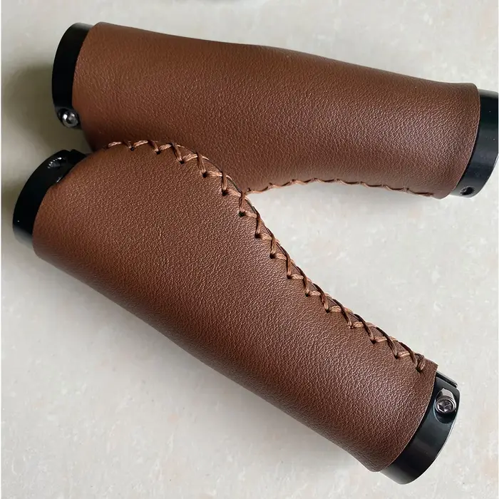 Housse de guidon de vélo en simili cuir marron foncé, housse de guidon de vélo de montagne en cuir M