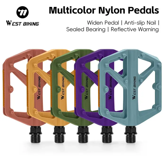 Pédales de vélo multicolores en nylon WEST BIKING avec roulement