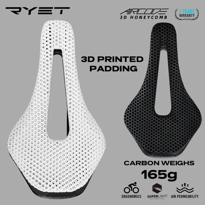 RYET 3D imprimé selle de vélo ultraléger en Fiber de carbone creux confortable respirant vtt gravier