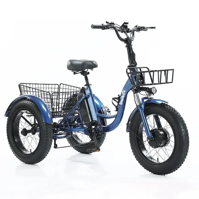 Nouveau 3 roues gros pneu adulte rose vélo électrique femmes ville 500W famille Cargo Tricycle
