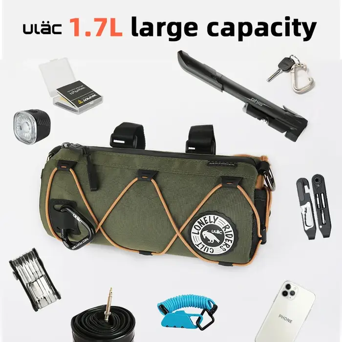 Sac de guidon de vélo Ulac, grande capacité 1,7 L, résistant à l'usure, sacoche de vélo de montagne,