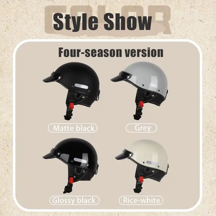 Casque de moto vintage Demi-casque Cruiser pour hommes