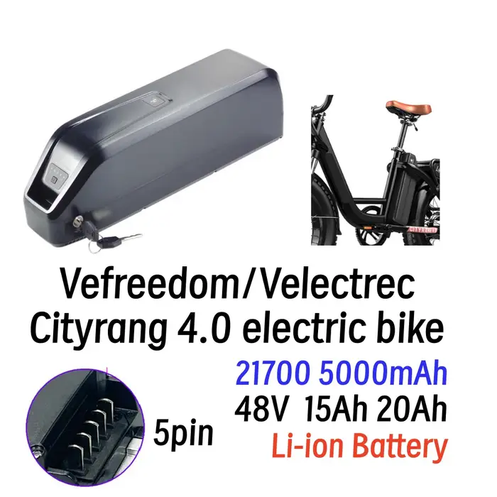 Vefreedom Velectrec Cityrang 4.0 EBike 48V 15Ah 20Ah 5 broches batterie de tube inférieur pour vélo électrique