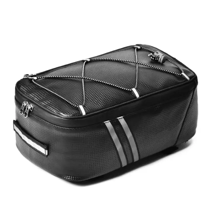 Sac de coffre de vélo 7L en polyester et PU noir avec housse de pluie étanche pour VTT et vélo de route