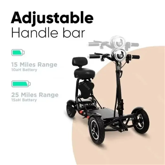 Scooters de mobilité à 4 roues pour Seniros pliant 36V 500W Scooter électrique à double moteur pour Aldutos avec sièges d'enfant à trois vitesses