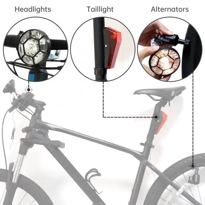 Feux dynamo LED auto-alimentés pour vélo
