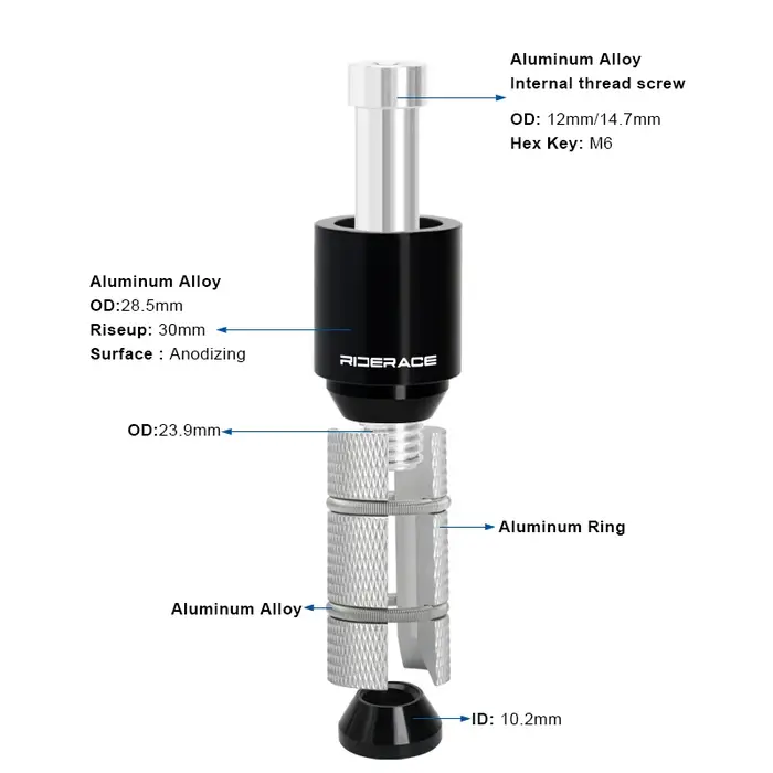 Extension de hauteur de tige de guidon de vélo 1-1/8 "(28.6mm)