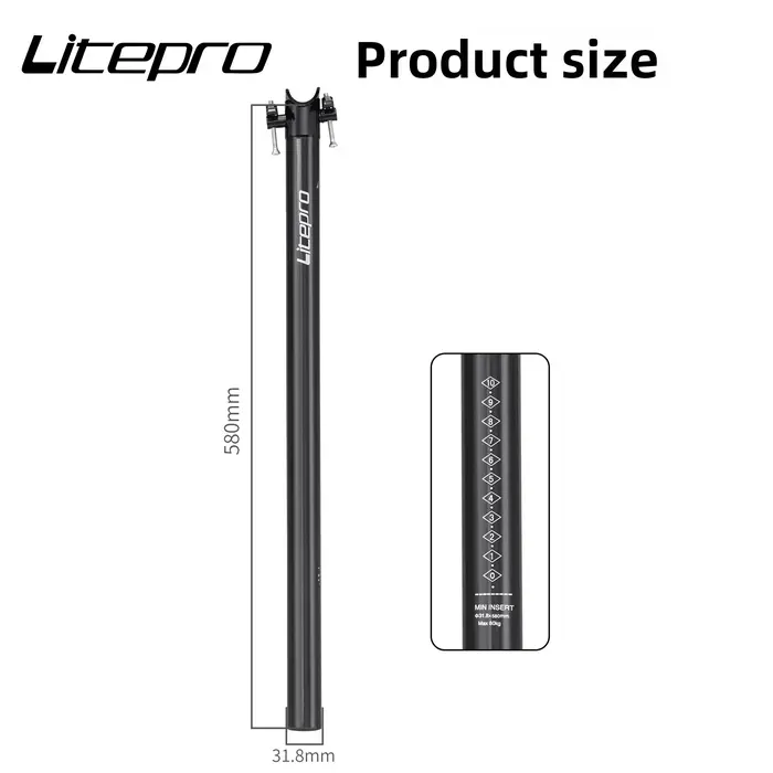 Tige de selle LP Litepro pour vélo pliant Brompton