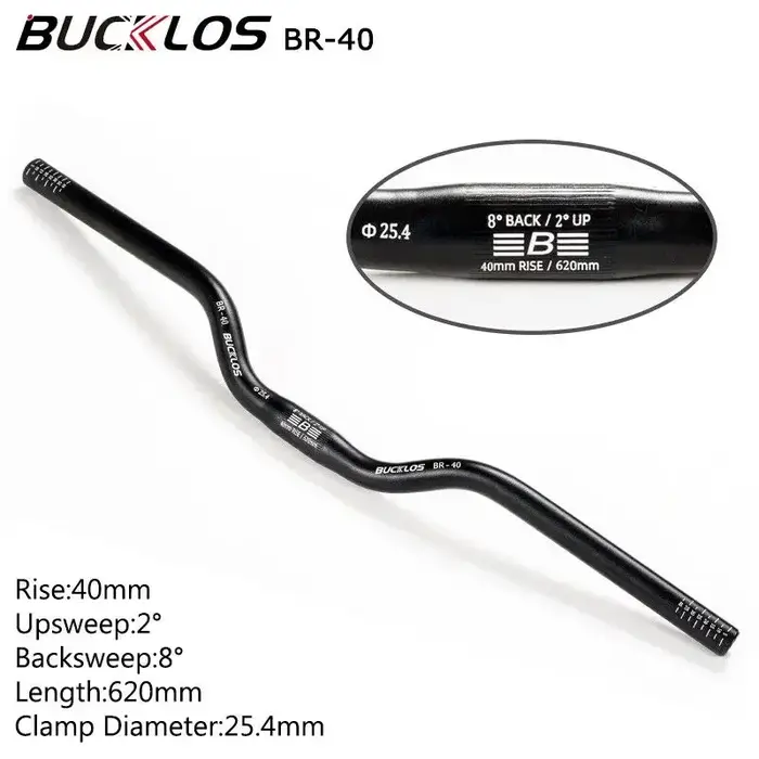 Guidon de vélo BUCKLOS 25,4 mm, guidon de vélo surélevé 20/40/60/100 mm pour VTT, guidon surélevé 62