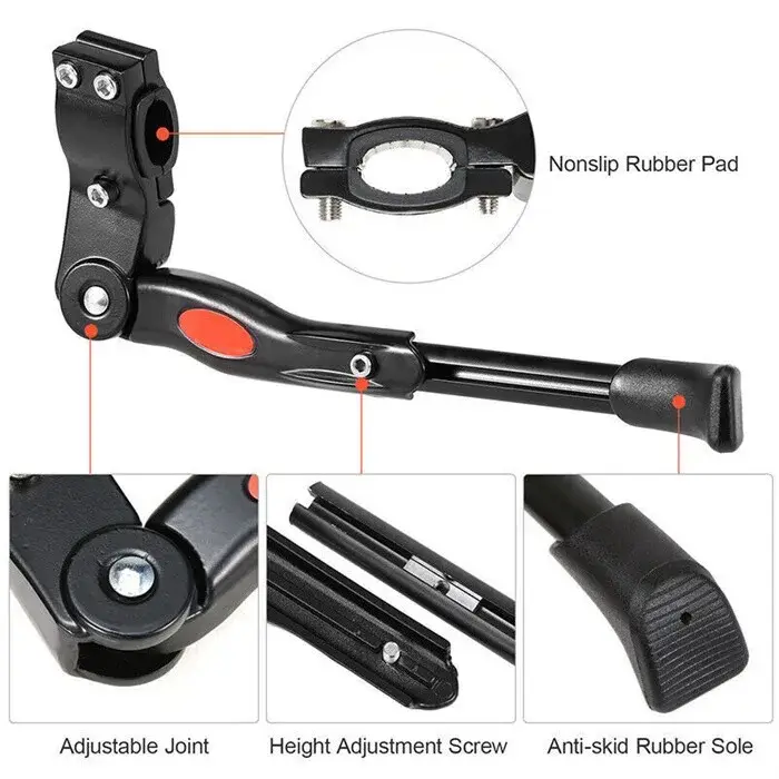 Béquille de vélo réglable en alliage d'aluminium, béquille latérale de vélo