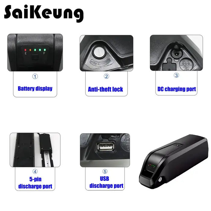 Nouveau Hai longue batterie EBike 36V 48V 20Ah30ah40ah50ah60ah VTT 21700