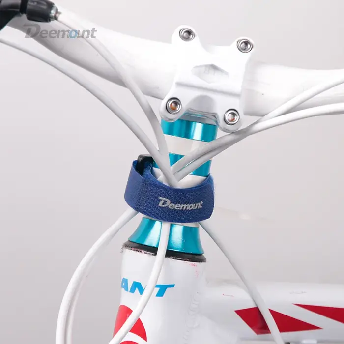 Deemount 4 pièces vélo Nylon crochet/boucle ruban auto-adhésif sangle vélo câble fil cravate pompe b