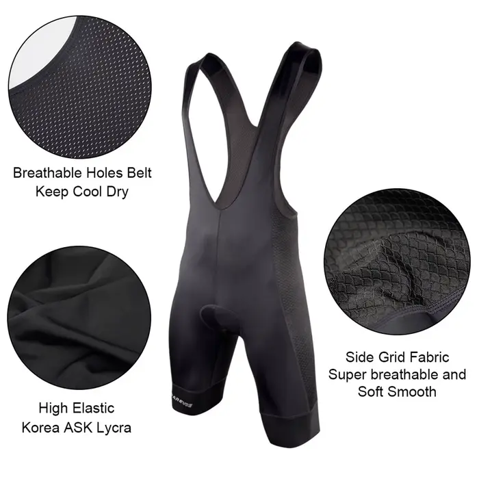 DAREVIE-Cuissard à Bretelles Respirant avec Coussretours en Gel 3D pour Homme, Short de Cyclisme de 