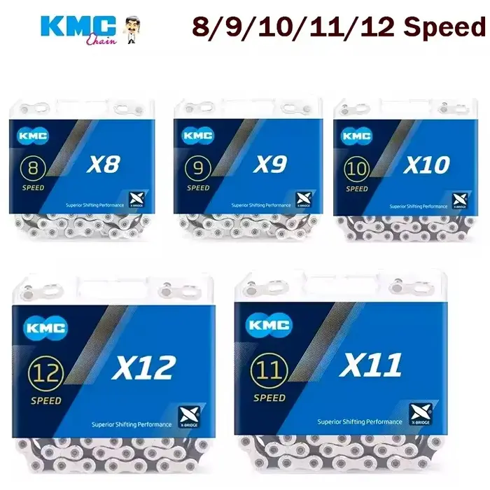 Chaîne de vélo KMC X8 X9 X10 X11 X12 pour route/VTT 8v 9v 10v 11v 12v 118L 126L, chaîne de vélo électrique avec Quick-Link pour SHIMANO SRAM