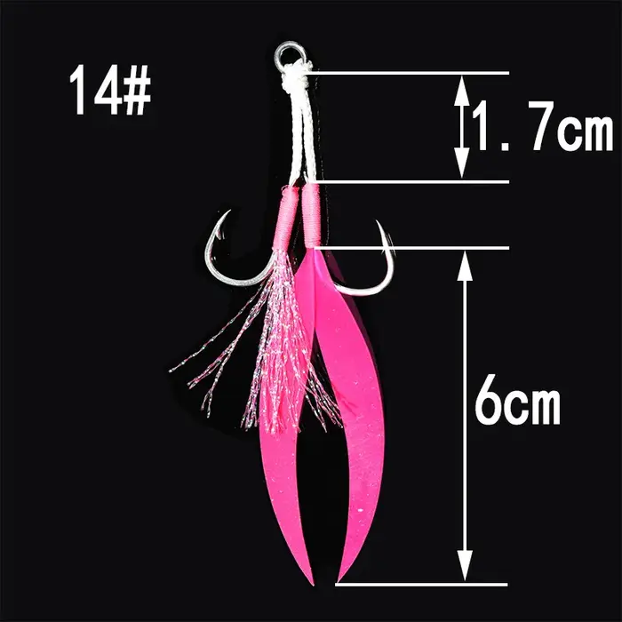 5 paires de crochets d'assistance de queue de gabarit en métal 10-20 #   Avec hameçon de pêche au le