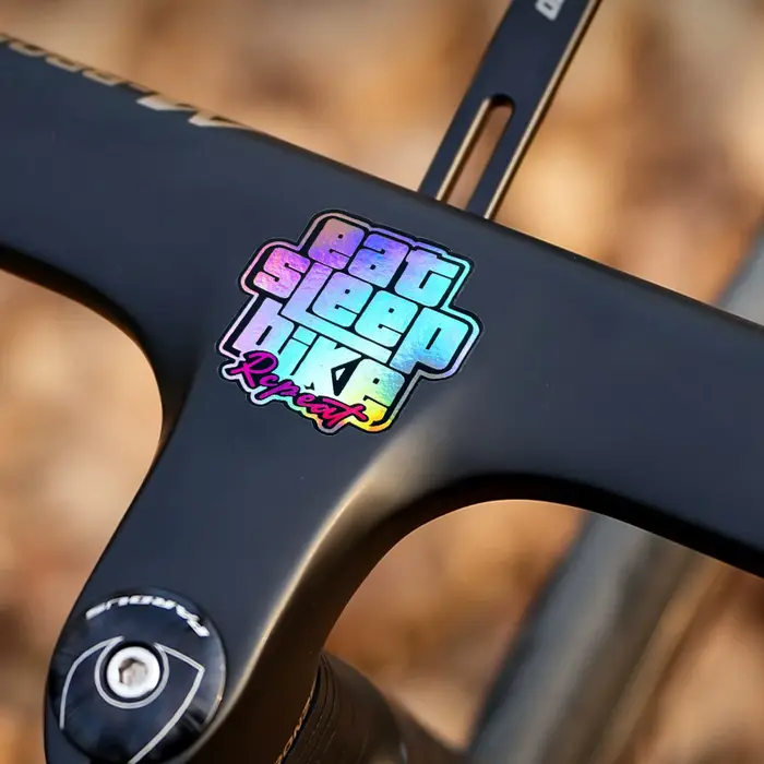 Autocollants de vélo personnalisés Eat Sleep Bike en plastique résistant aux UV pour casque et équipement de protection extérieur multicouleurs