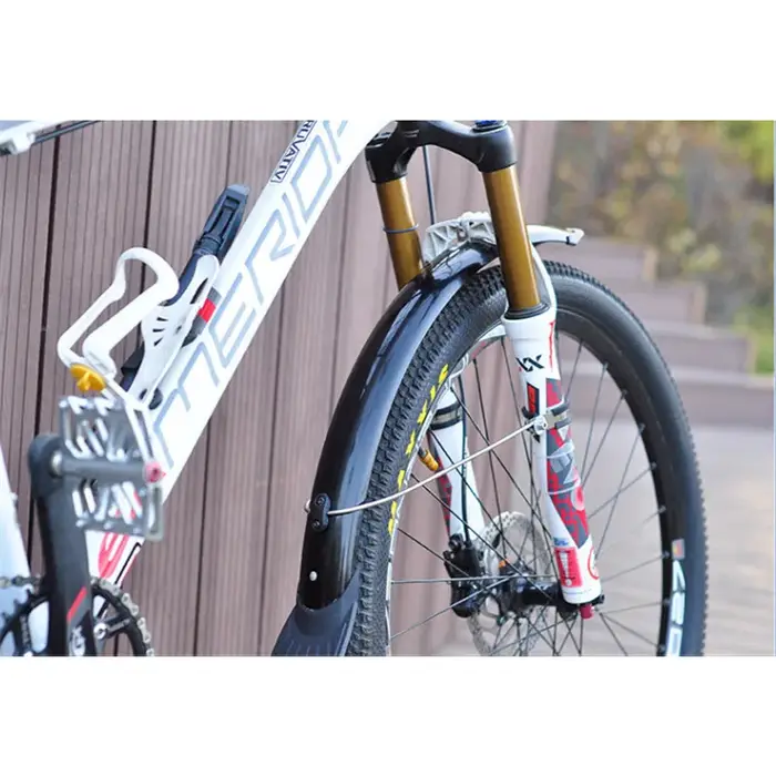 Set de garde-boue avant et arrière en aluminium et plastique technique pour vélo de route VTT et vélo pliant 700C 26 27.5 29 pouces avec double renfort et support réglable