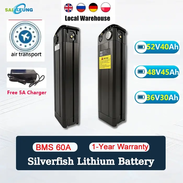 Batterie de vélo électrique pliable 48V 50Ah 36V 52V 60V 72V 25Ah 30Ah 40Ah 45Ah 60Ah 750W 1000W 200