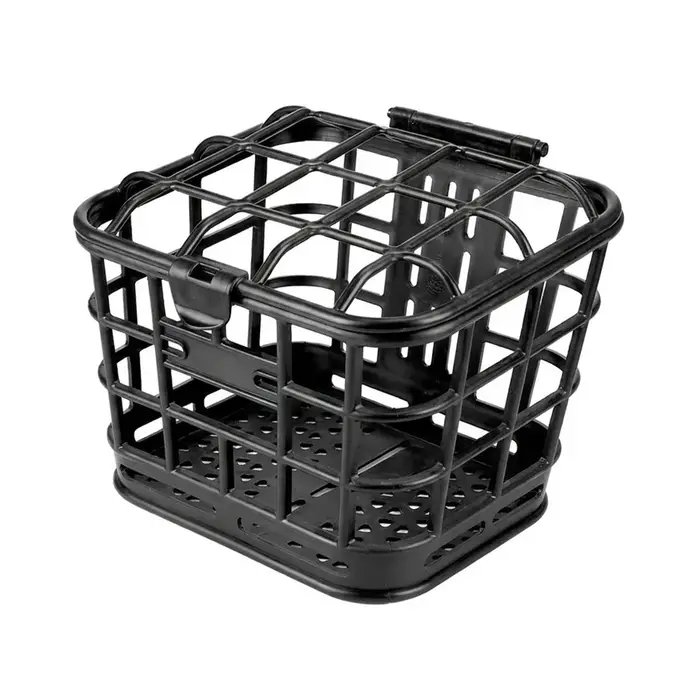Panier avant de vélo noir, panier de rangement en plastique détachable, creux avec couvercle, sac de