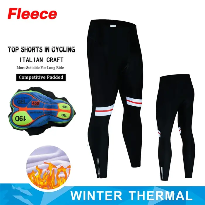 Pantalons à bretelles de cyclisme hiver thermique polaire bavoirs