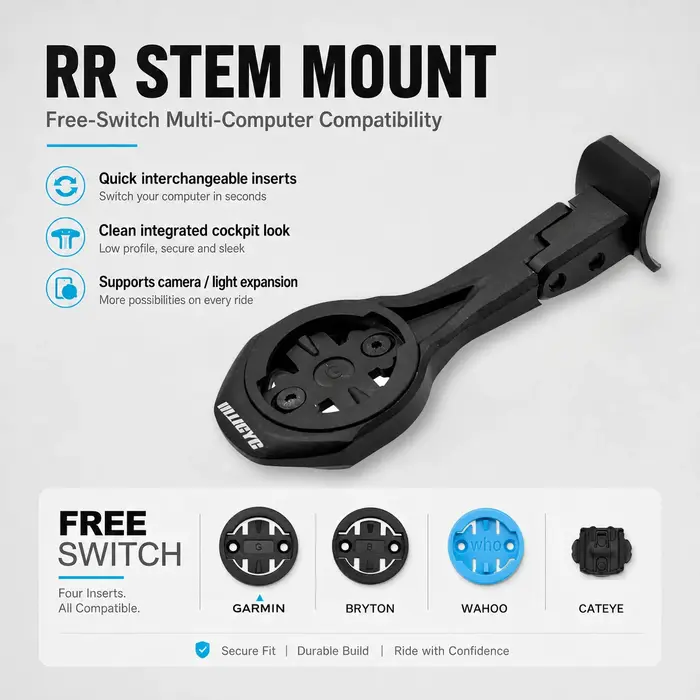 Support de compteur de vélo en alliage d'aluminium ULLICYC compatible avec SCOTT SYNCROS ADDICT RR IC RR1.5 RR2.0 Garmin1050 Wahoo Giant Bryton GPS Mo
