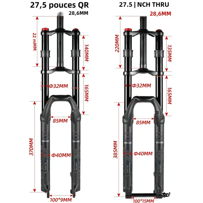 Nanveo-Fourche à suspension pneumatique double initiée