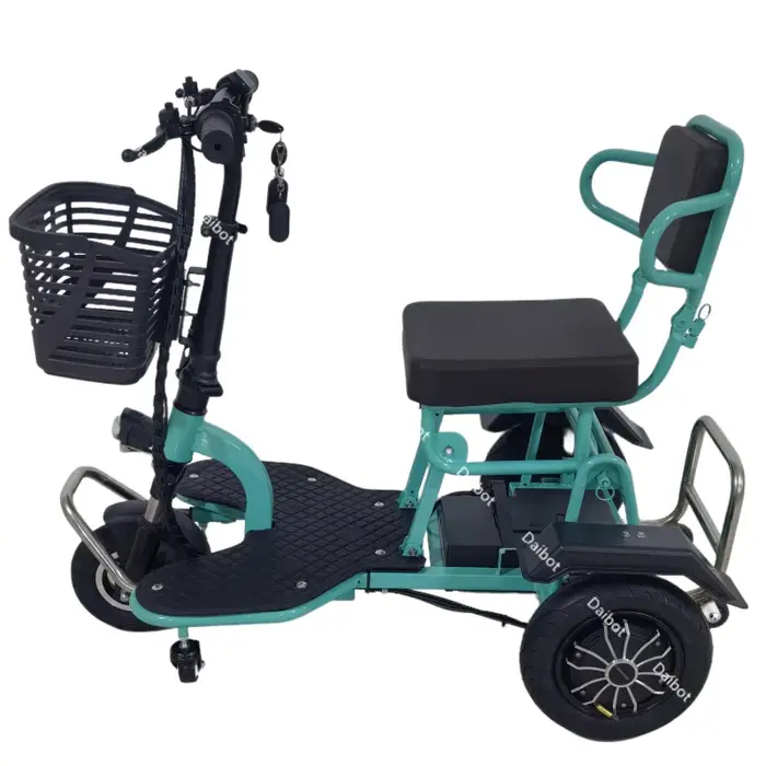 700W puissant Scooter de mobilité à 3 roues avec siège pour personnes âgées pliant Double moteur Scooter électrique avec tige de traction bagages voyage