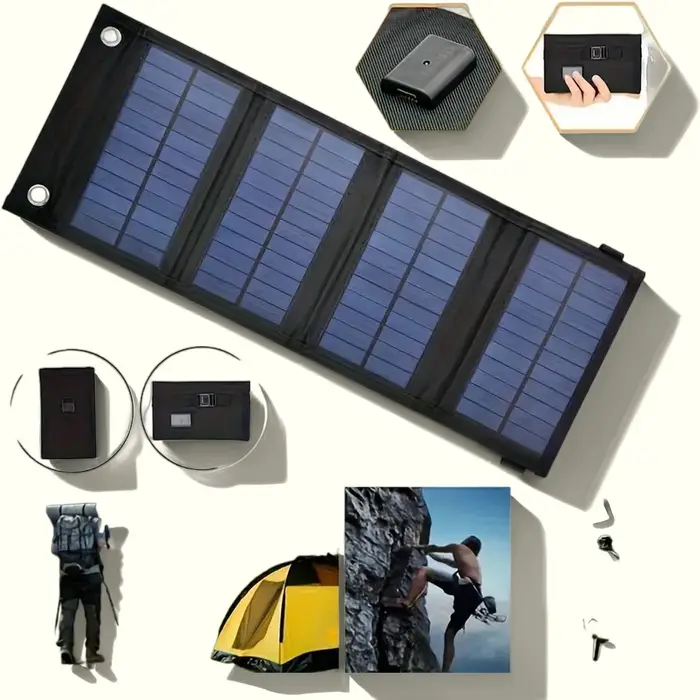 1 panneau solaire pliable pratique avec port USB 5V