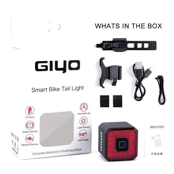 GIYO Scooter feu arrière de frein intelligent USB charge éblouissement feu arrière voyant d'avertiss