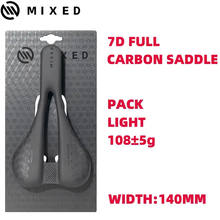 Selle de vélo de route mixte entièrement en carbone, avec conception légère et creuse, siège de vélo