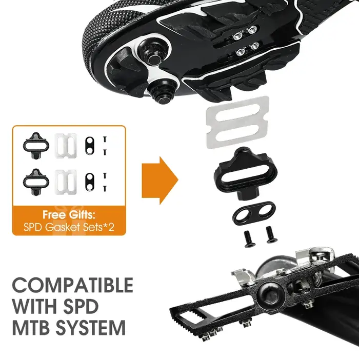 Pédales de vélo 2 en 1 double fonction Plat et SPD sans clip en alliage d'aluminium blanc pour VTT et route
