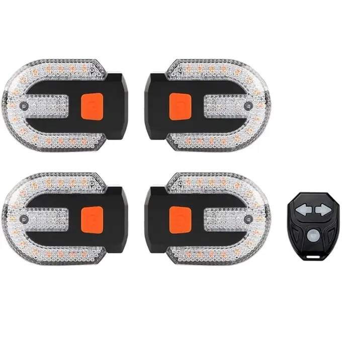 IN-A569U ! 4 clignotants pour vélos avec alarme, télécommande/feu arrière de vélo intégré, feux arrière de vélo étanches à clign