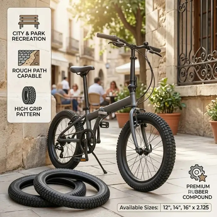 2 Pneus de Vélo 12 14 16 Pouces X 2.125