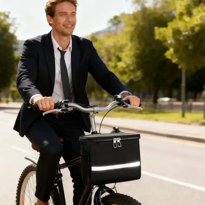 Panier de vélo étanche avec bande réfléchissante