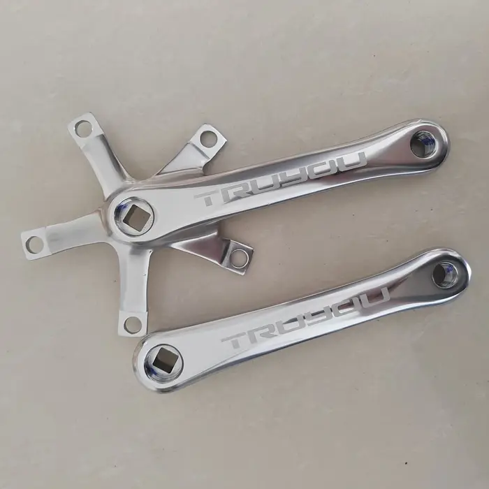 Pédalier de vélo de route et VTT en alliage d'aluminium argenté brillant 130BCD pour vélo pliant avec choix de longueurs 152mm 165mm 170mm