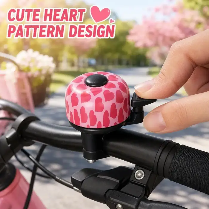 Sonnette de vélo à motif de cœur rose mignon