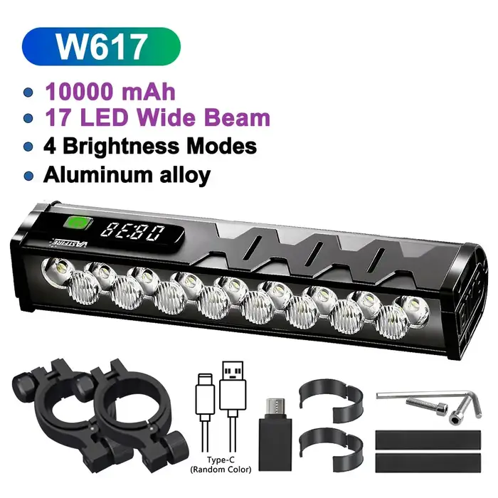 Lumière de vélo avant 8/17LED 25500 lumens