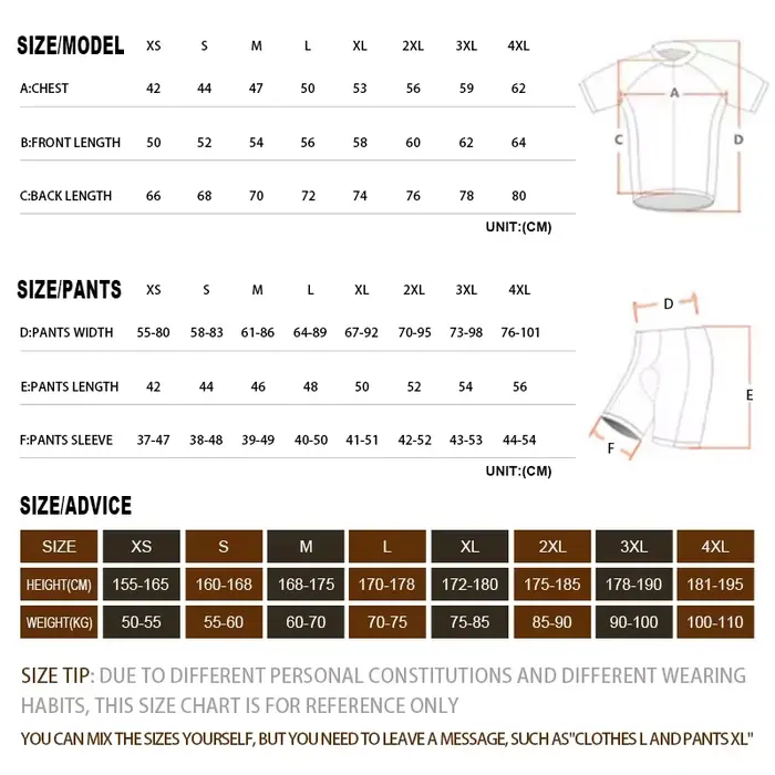 Ensemble maillot de cyclisme TKO Team avec short à bretelles pour vélo de route et VTT disponible en plusieurs tailles et coloris élégants