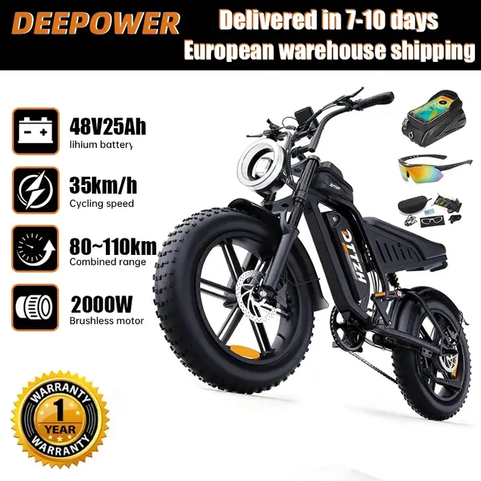 Vélo électrique tout-terrain DEEPOWER S8Advance 3500W48V60A, vélo de montagne à pneus larges pour ad