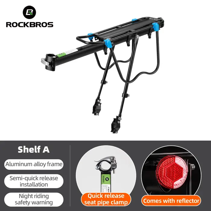 ROCKBROS porte-vélo en alliage d'aluminium vtt vélo porte-vélo porte-bagages coffre détachable vélo