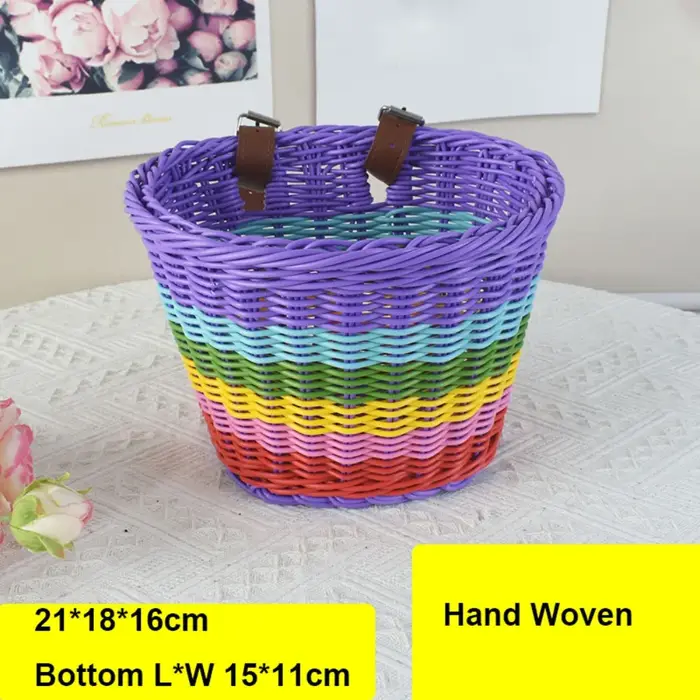 Nouveau panier de vélo en rotin et osier pour enfants avec ceinture