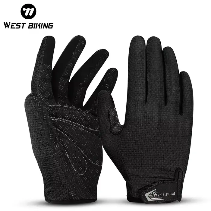 WEST BIKING – gants de cyclisme d'été, doigt complet, pour vtt, écran tactile, antidérapants, paume 