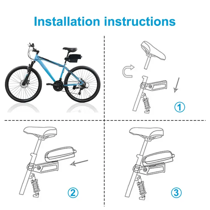 Batterie de vélo électrique 24V 36V 48V, boîtier Frog, pack de batterie de vélo 10Ah 10.4Ah 13Ah, batterie lithium-ion, batterie de vélo pliable