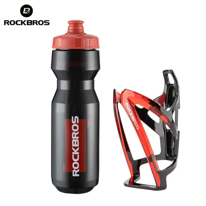 ROCKBROS bouteille d'eau de cyclisme + porte-bouteille d'eau ensemble de 2 pièces-750 ml bouteille d'eau de sport + porte-bouteille d'eau moulé intégré